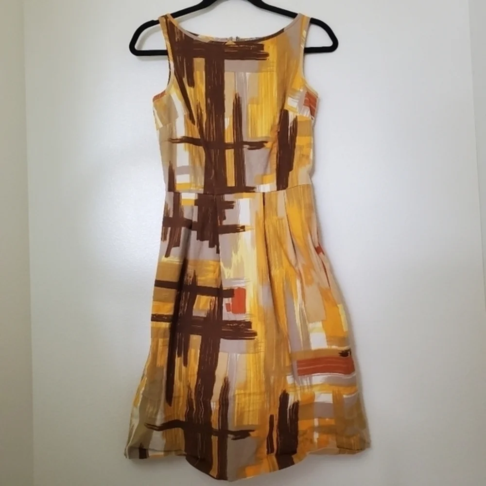 Anthropologie Tabitha Women's Brushstrokes Sleeveless Cotton Fit & Flare‎ Dress